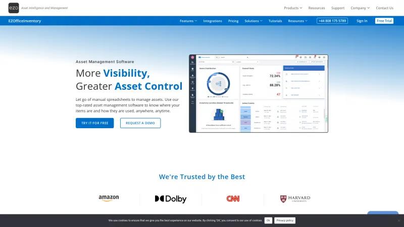 Homepage of EZOfficeInventory