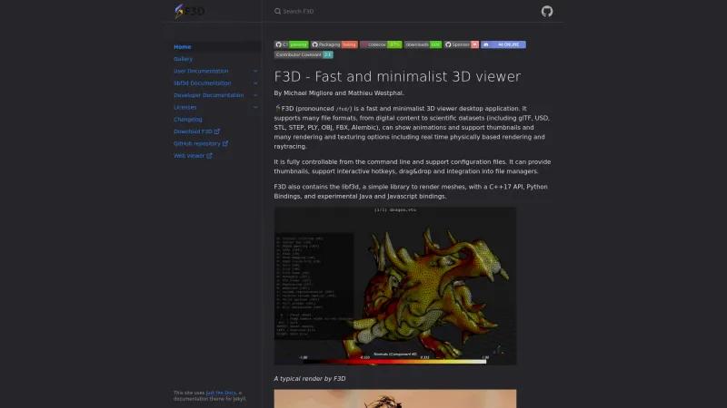 Homepage of F3D