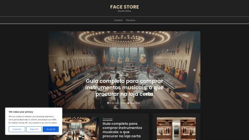 Homepage of Facestore