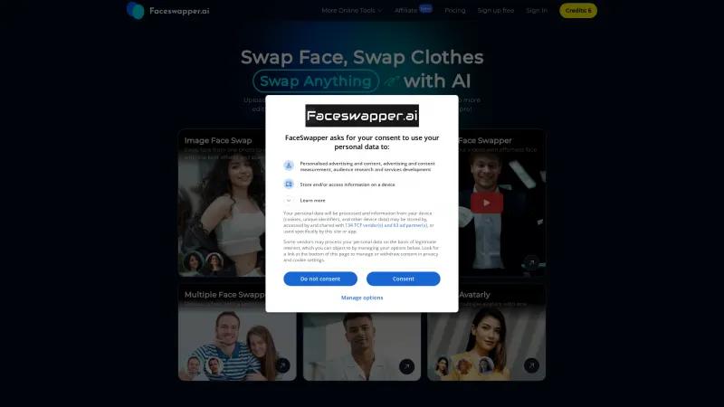 Homepage of FaceSwapper.ai