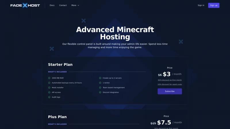 Homepage of FadeHost