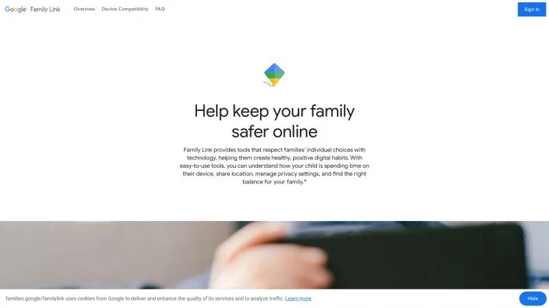 Homepage of Google Family Link