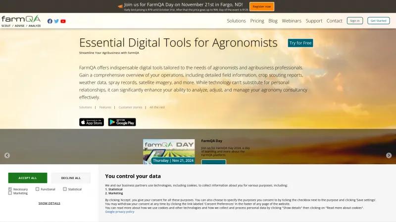 Homepage of FarmQA