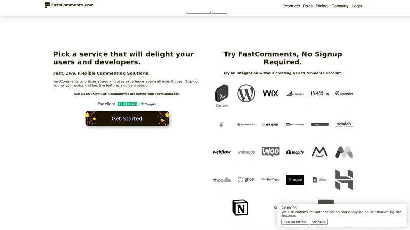 Homepage of FastComments