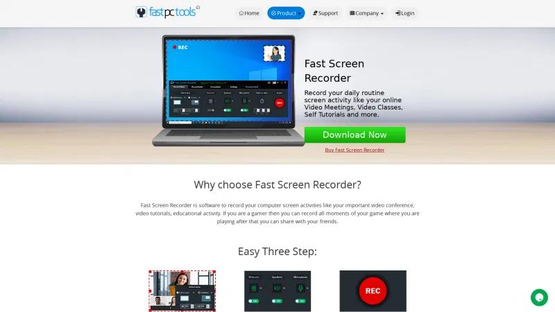 Homepage of Fast Screen Recorder