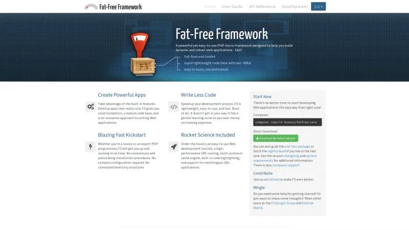 Homepage of Fat-Free Framework