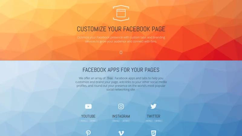 Homepage of Facebook Apps and Tabs