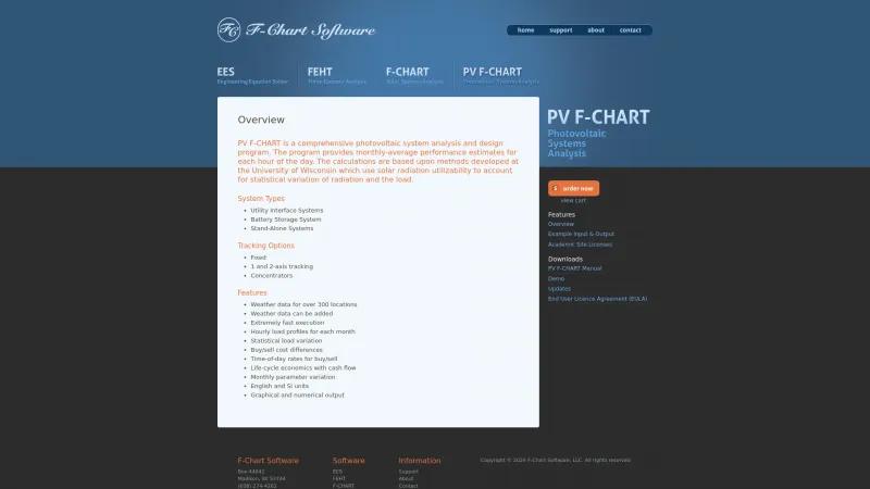 Homepage of PV F-CHART