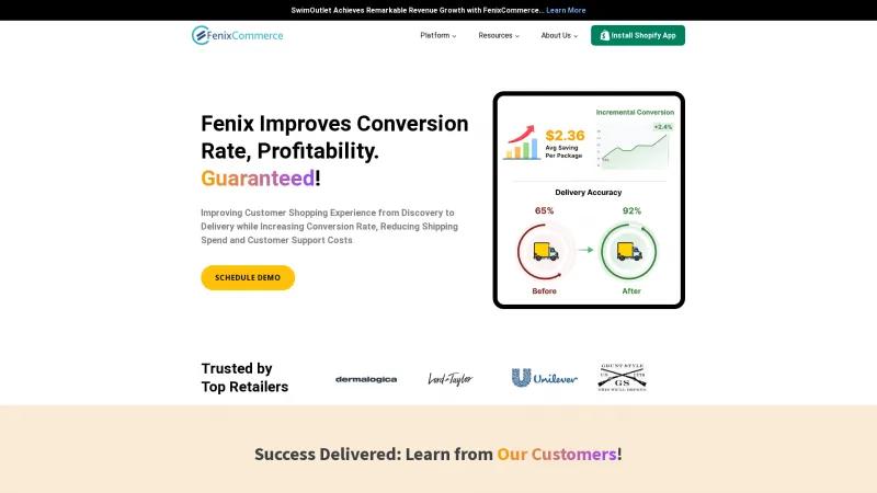 Homepage of FenixCommerce