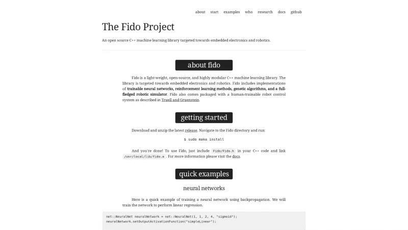 Homepage of Fido