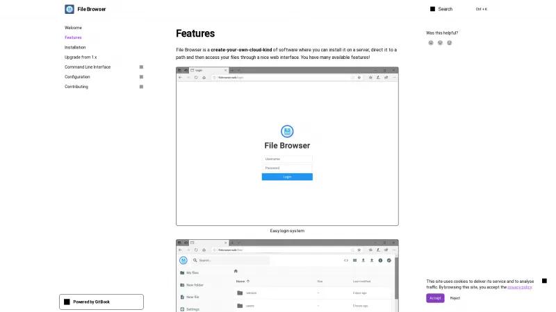 Homepage of File Browser