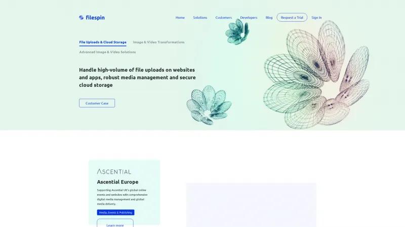 Homepage of FileSpin.io
