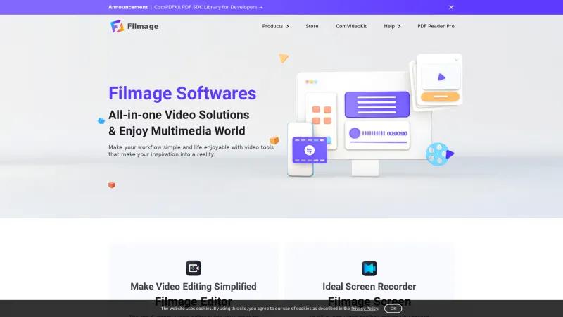 Homepage of Filmage Screen