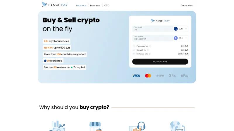 Homepage of FinchPay