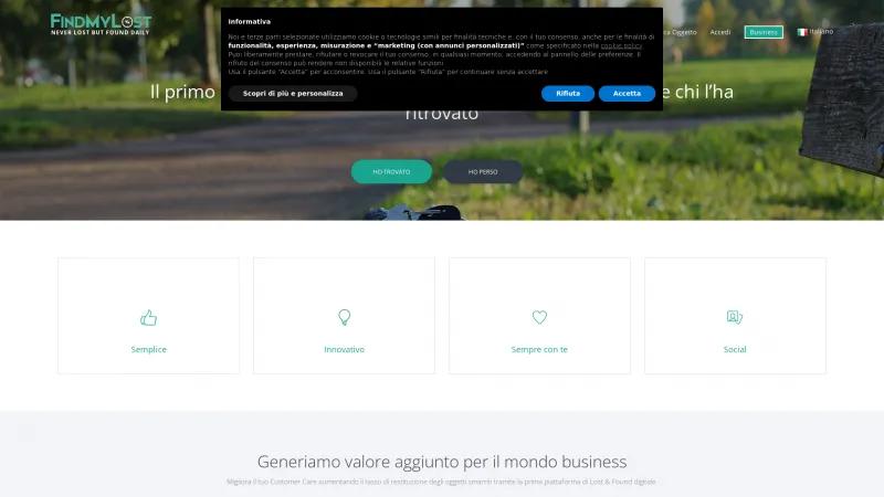 Homepage of FindMyLost