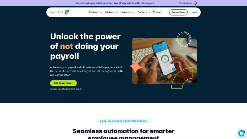 Homepage of Fingercheck