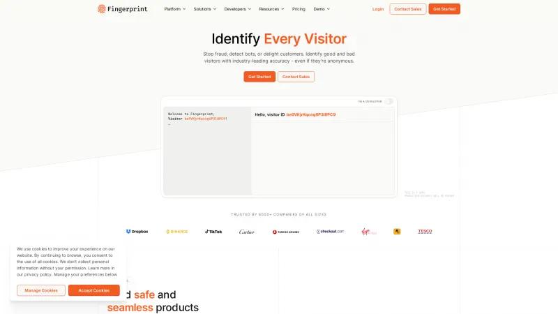 Homepage of Fingerprint