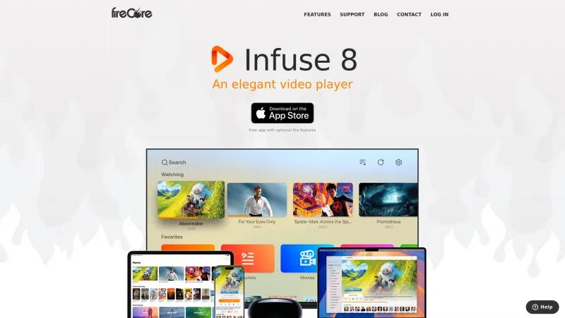 Homepage of Infuse