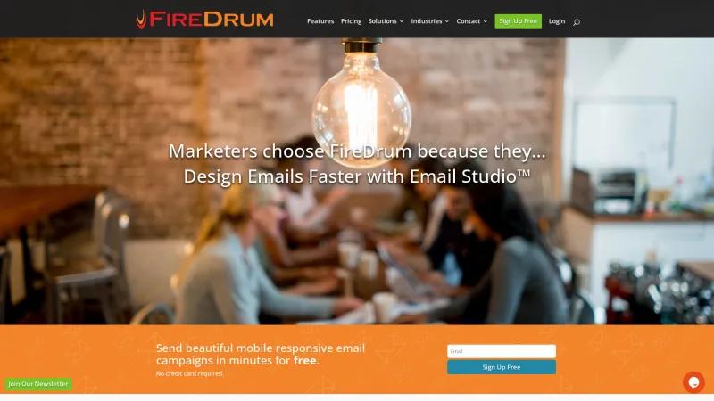 Homepage of FireDrum Email Marketing