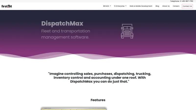 Homepage of DispatchMAX