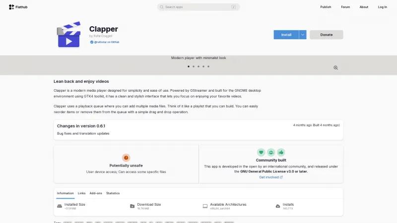 Homepage of Clapper