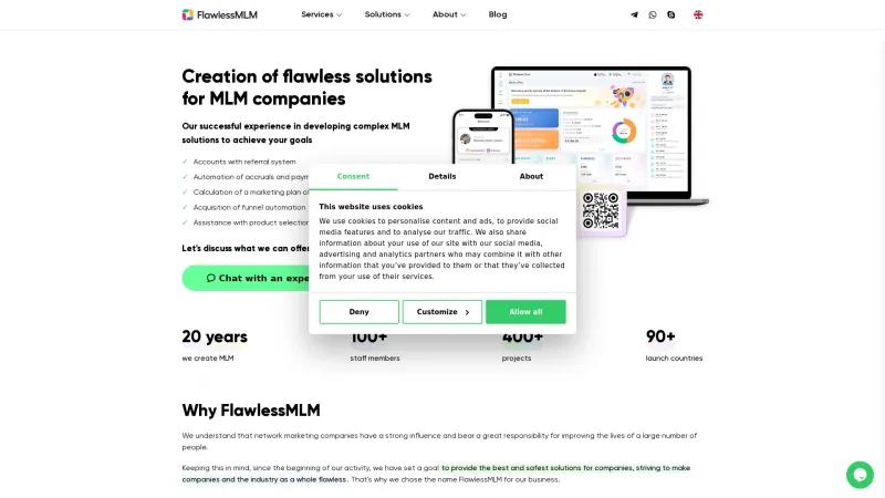 Homepage of FlawlessMLM