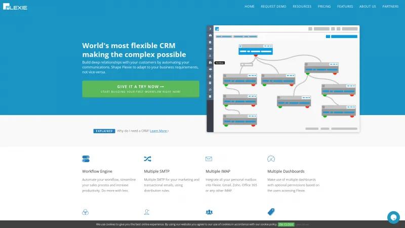 Homepage of Flexie CRM