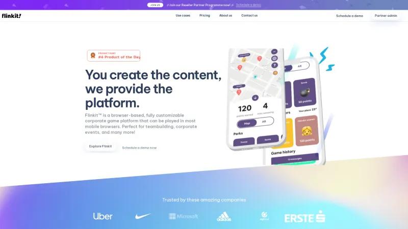 Homepage of Flinkit