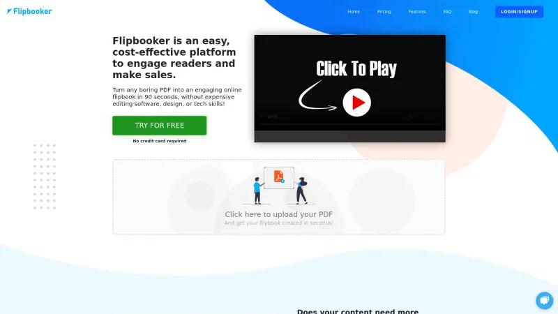 Homepage of FlipBooker