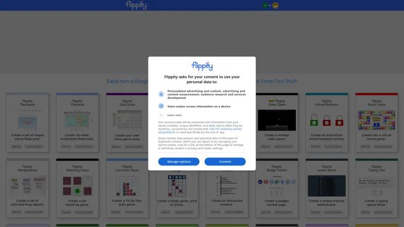 Homepage of Flippity