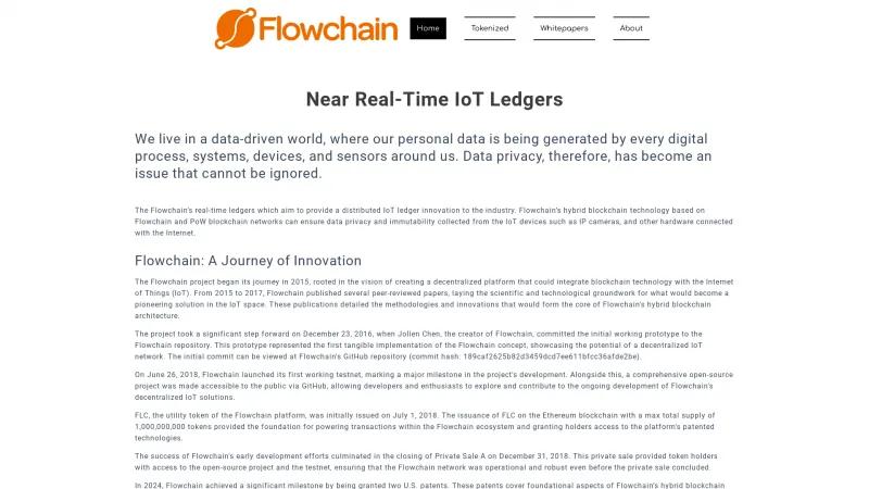 Homepage of Flowchain