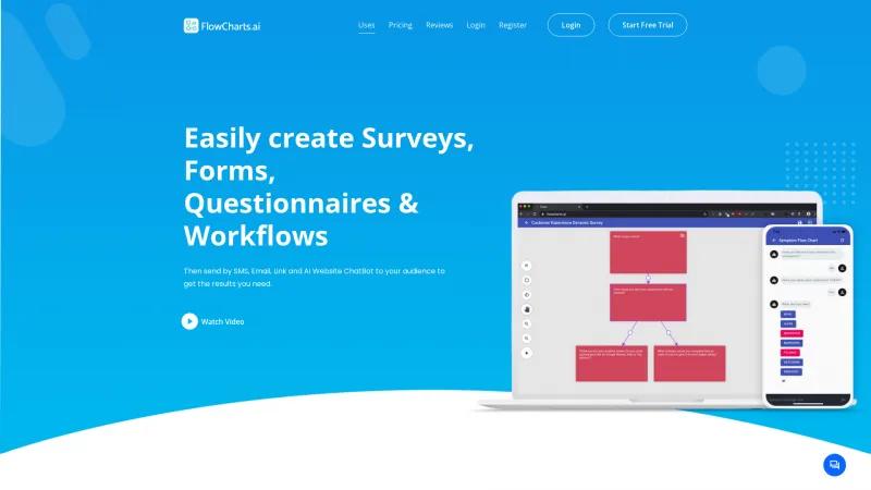 Homepage of FlowCharts.ai