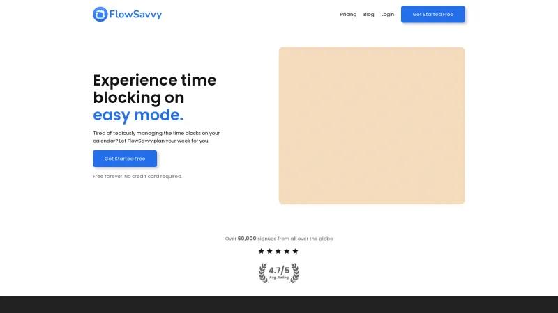 Homepage of FlowSavvy