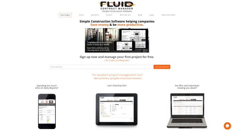 Homepage of Fluid Contract Manager