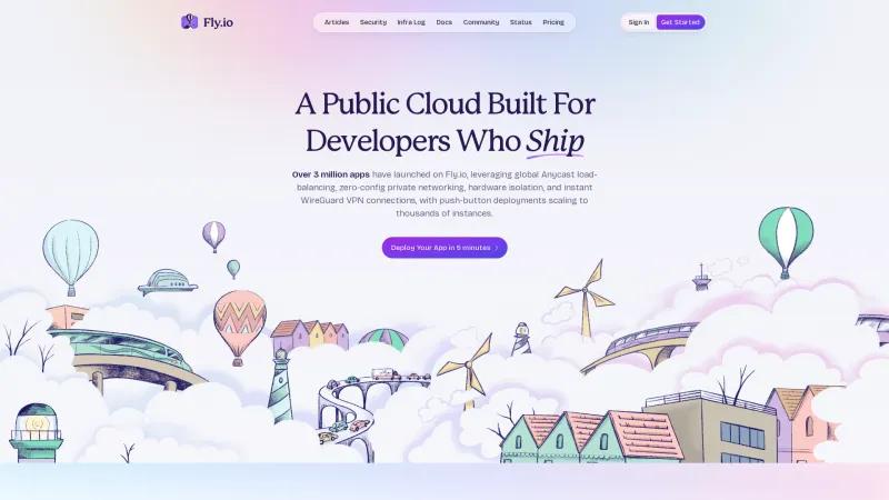 Homepage of Fly.io