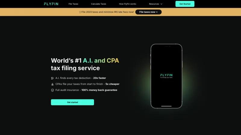 Homepage of FlyFin