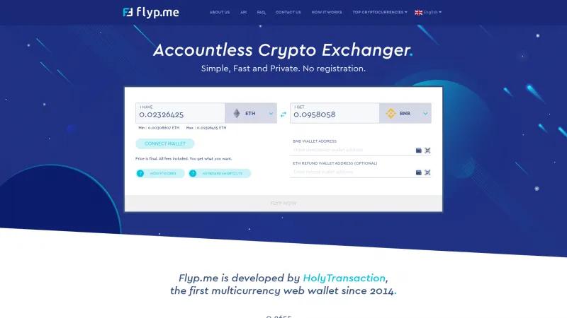 Homepage of Flyp.me