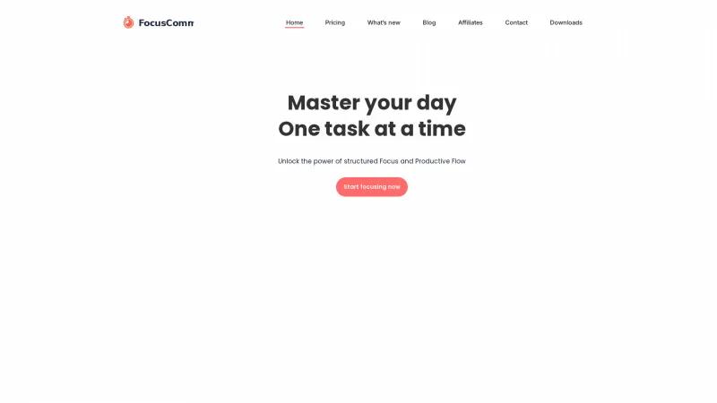 Homepage of Focus Commit