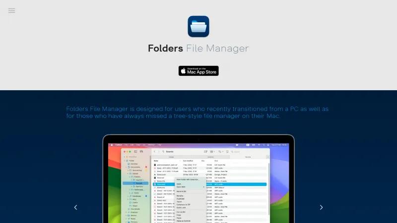 Homepage of Folders File Manager