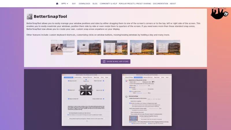 Homepage of BetterSnapTool