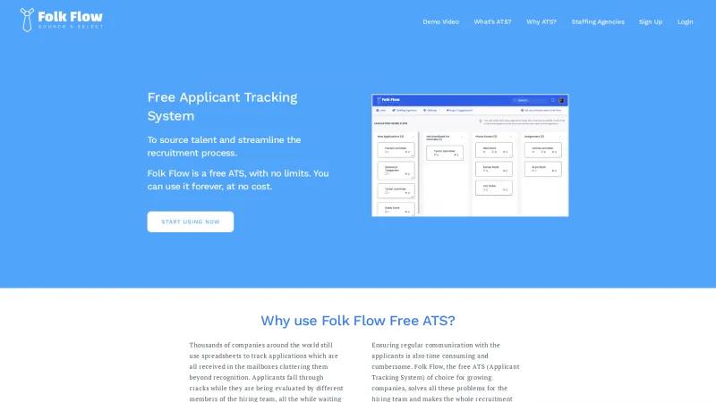 Homepage of Folk Flow ATS