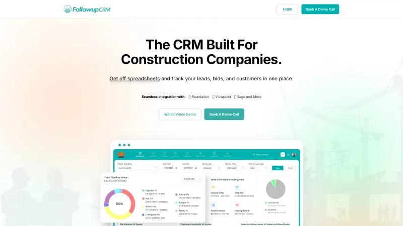 Homepage of Followup CRM