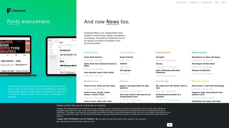 Homepage of Fontstand