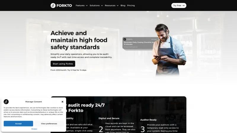 Homepage of Forkto