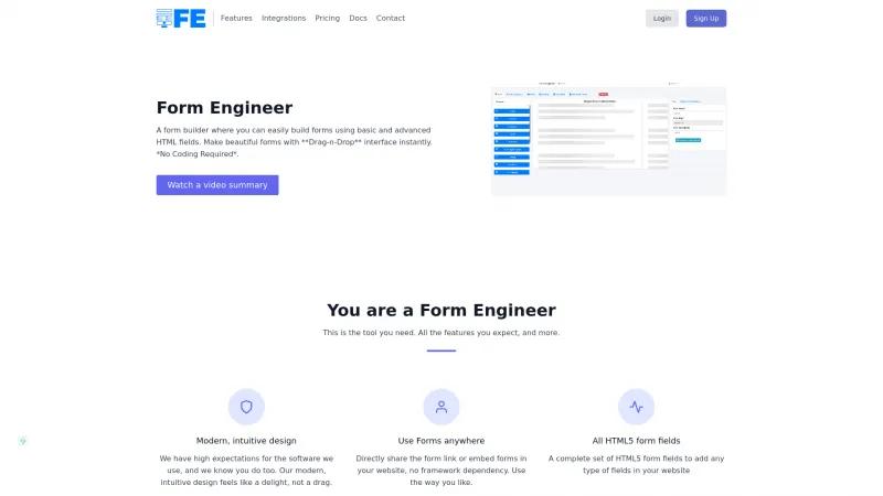 Homepage of Form Engineer