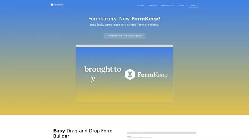 Homepage of Formbakery