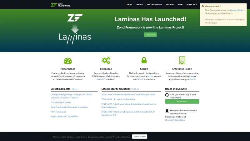 Homepage of Laminas