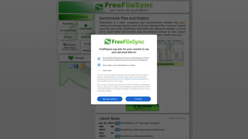 Homepage of FreeFileSync