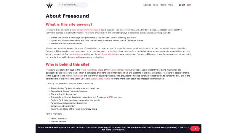 Homepage of Freesound