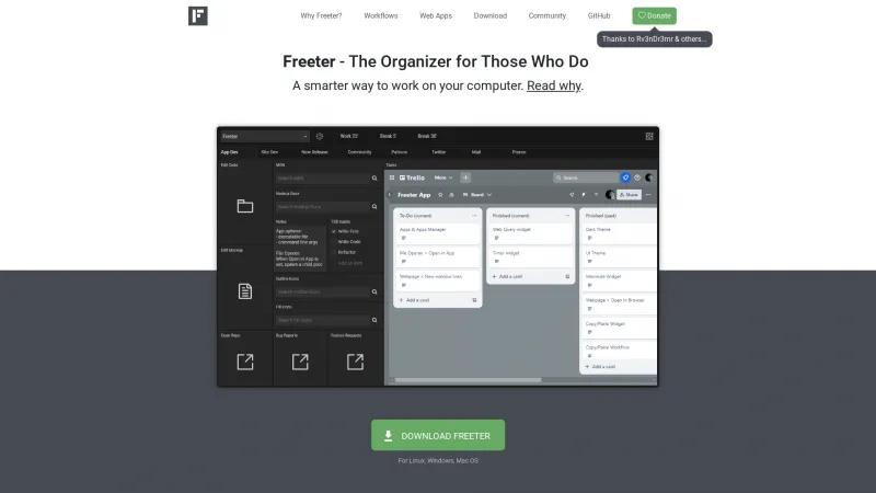 Homepage of FreeterApp